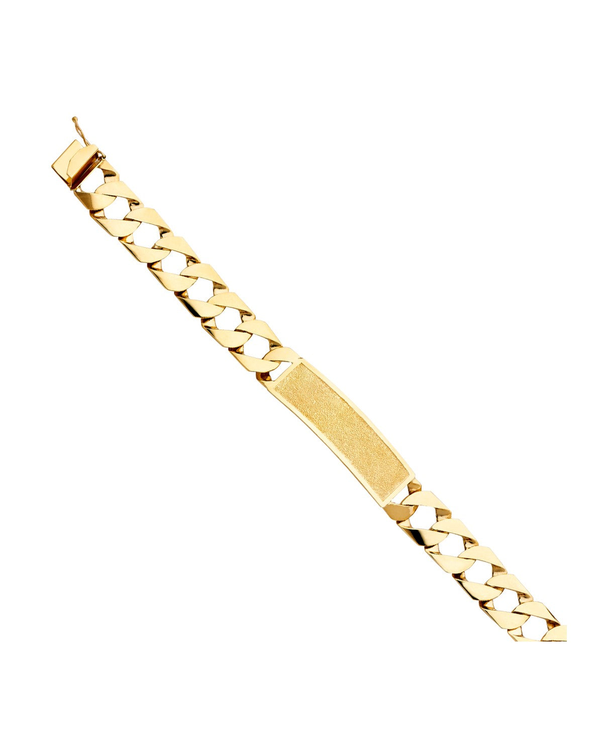 14K Yellow Gold Cuban Link Frame ID Bracelet (AB-0425)