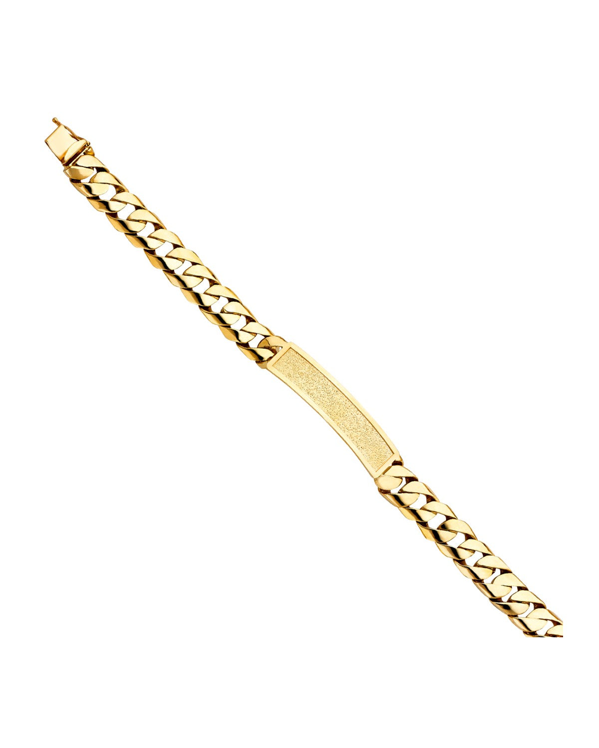 14K Yellow Gold Cuban Link Frame ID Bracelet (AB-0427)