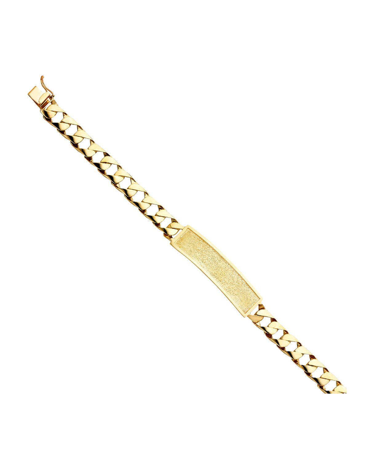 14K Yellow Gold Cuban Link Frame ID Bracelet (AB-0428)