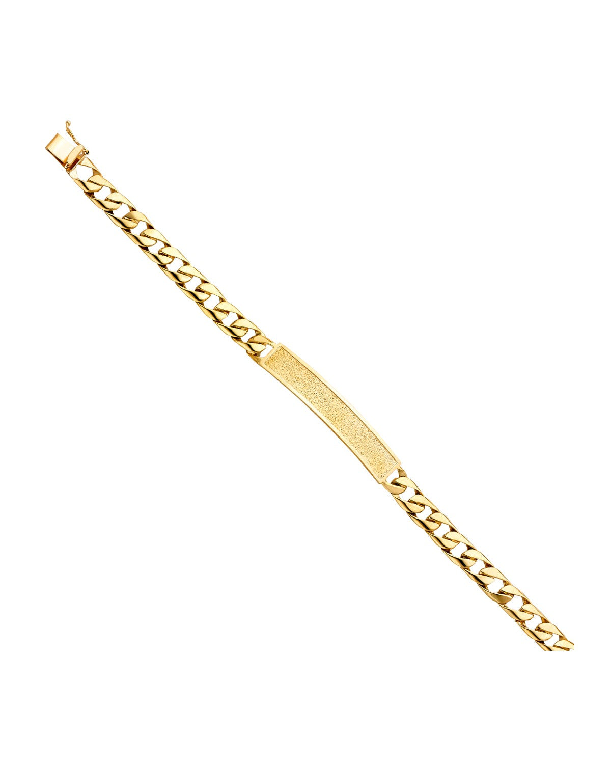 14K Yellow Gold Cuban Link Frame ID Bracelet (AB-0429)