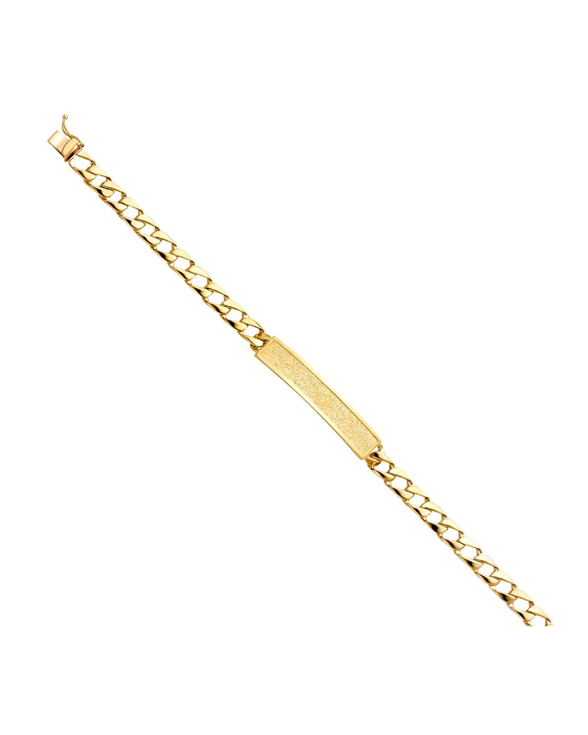 14K Yellow Gold Cuban Link Frame ID Bracelet (AB-0430)