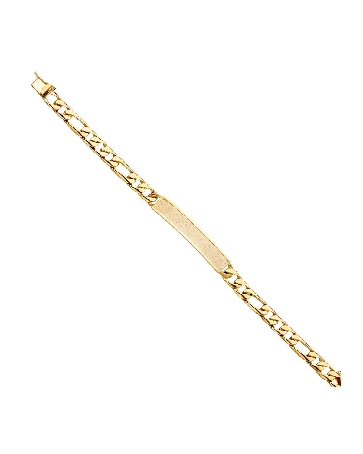 14K Yellow Gold Figaro Link Frame ID Bracelet (AB-0441)