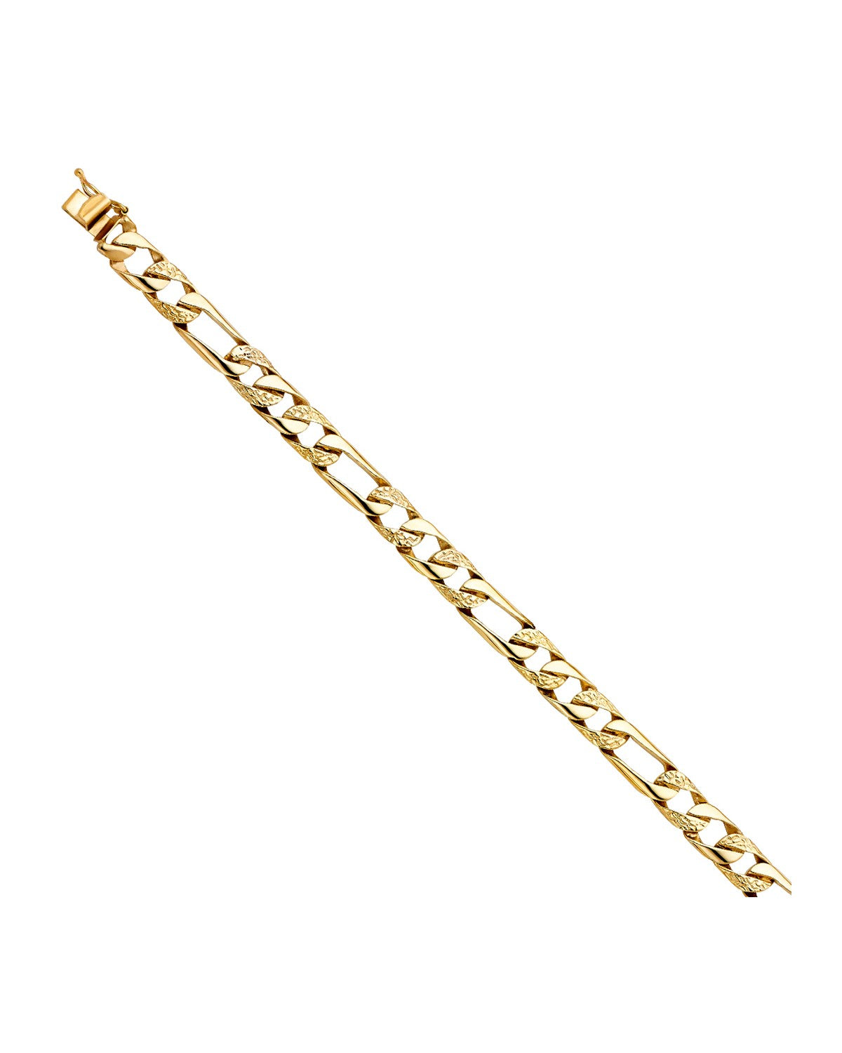 14K Yellow Gold Nugget Figaro Link Bracelet (AB-0448)