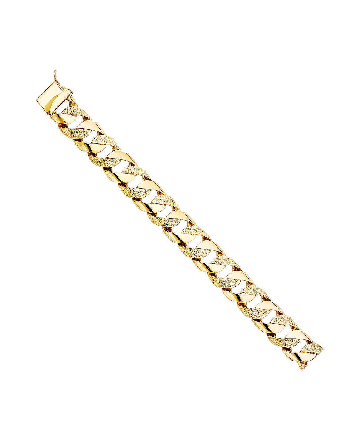 14K Yellow Gold Nugget Cuban Link Bracelet (AB-0452)