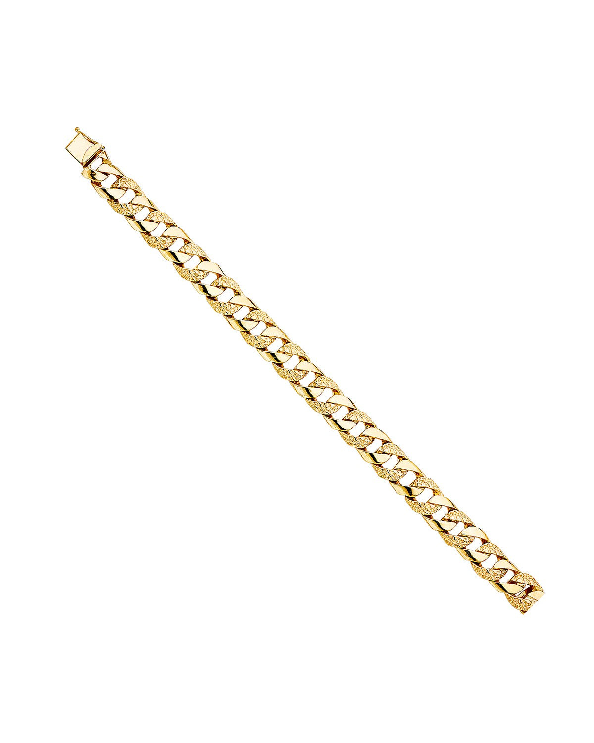 14K Yellow Gold Nugget Cuban Link Bracelet (AB-0453)