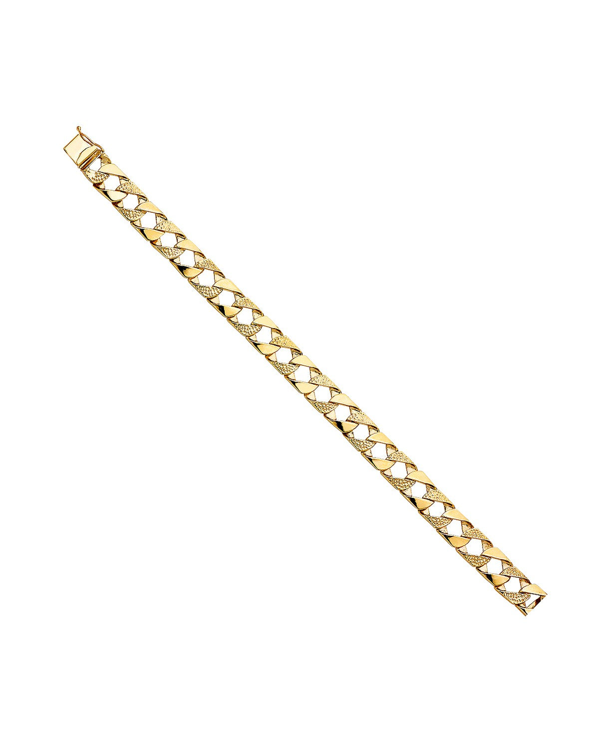 14K Yellow Gold Nugget Cuban Link Bracelet (AB-0454)
