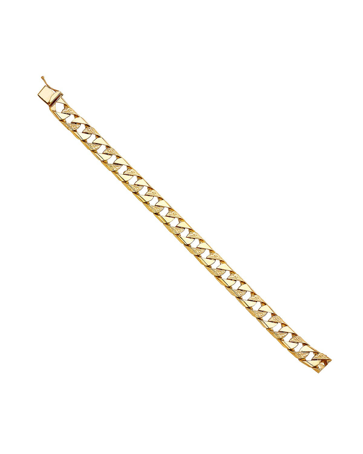 14K Yellow Gold Nugget Cuban Link Bracelet (AB-0455)
