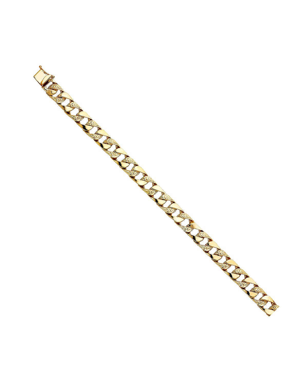 14K Yellow Gold Nugget Cuban Link Bracelet (AB-0456)