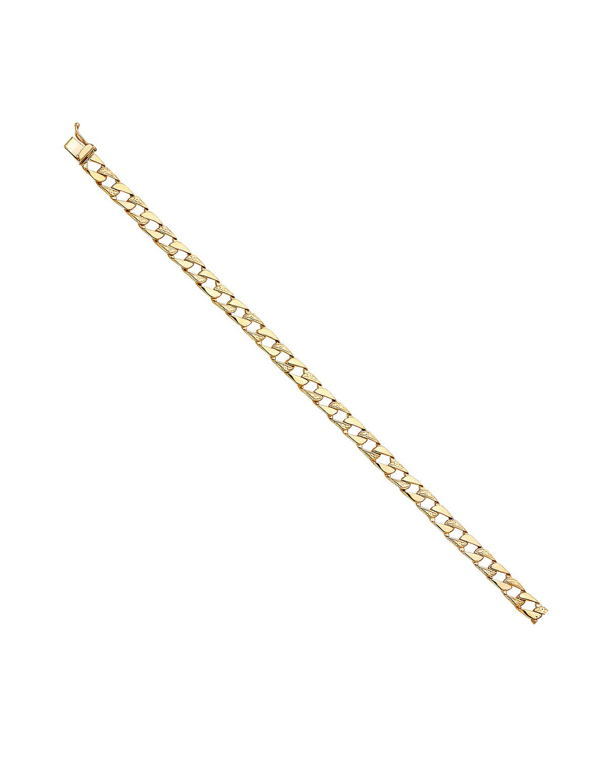 14K Yellow Gold Nugget Cuban Link Bracelet (AB-0458)