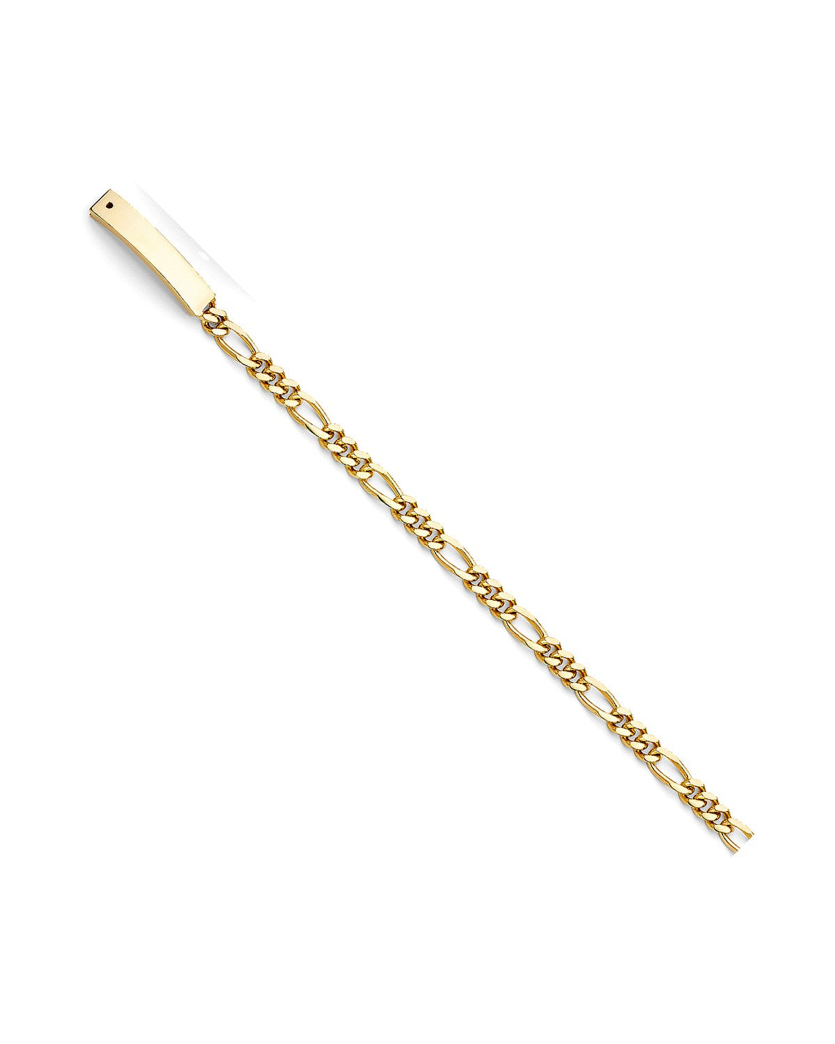 14K Yellow Gold Figaro Link MIL ID Bracelet (AB-0468)