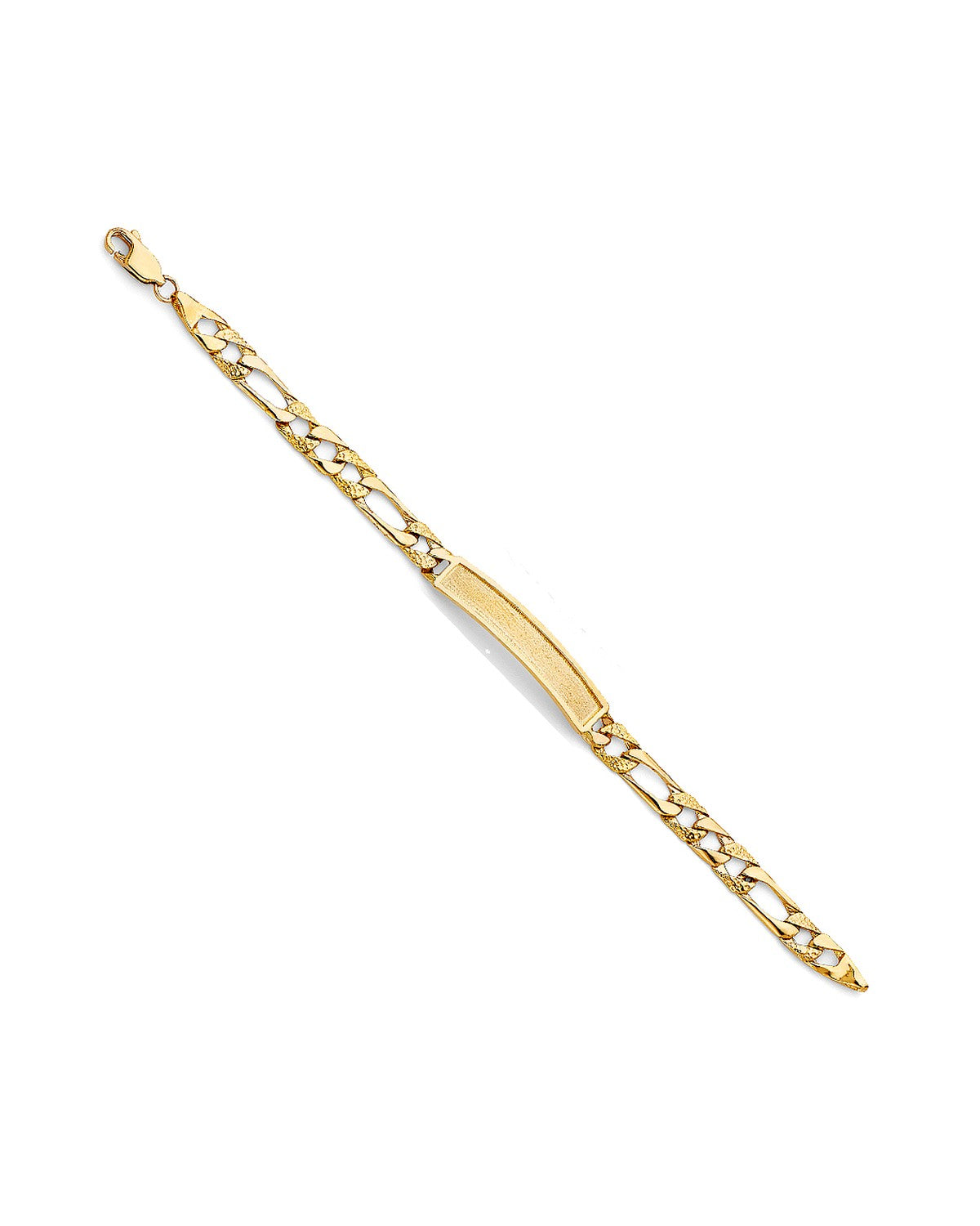 14K Yellow Gold Light Nugget Figaro Link F Baby ID Bracelet (AB-0473)