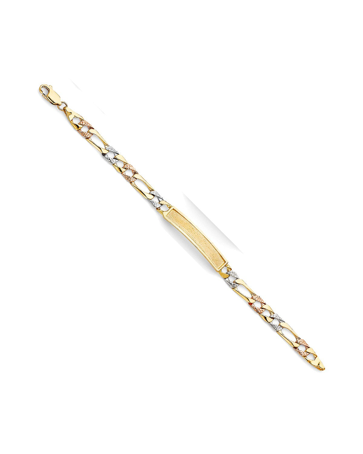 14K Tri-Color Gold Light Nugget Cuban Link F Baby ID Bracelet (AB-0476)