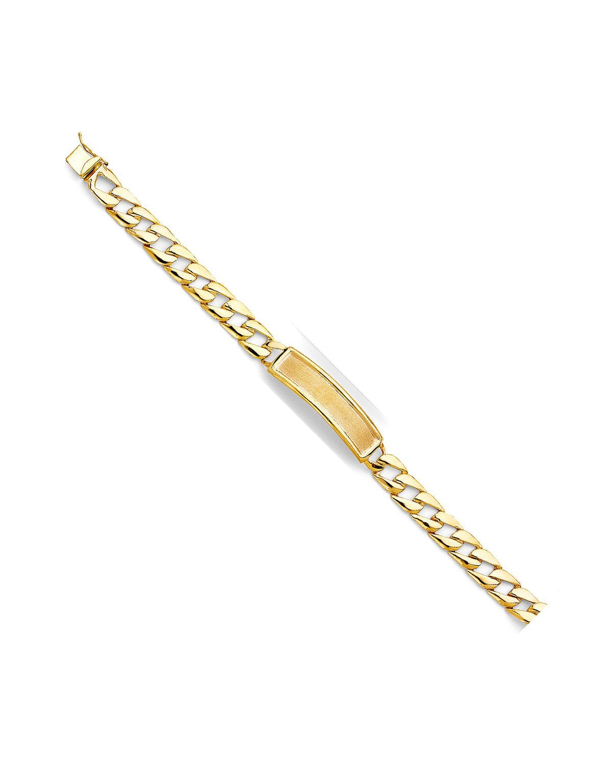 14K Yellow Gold Stamp Cuban Link Frame ID Bracelet (AB-0484)
