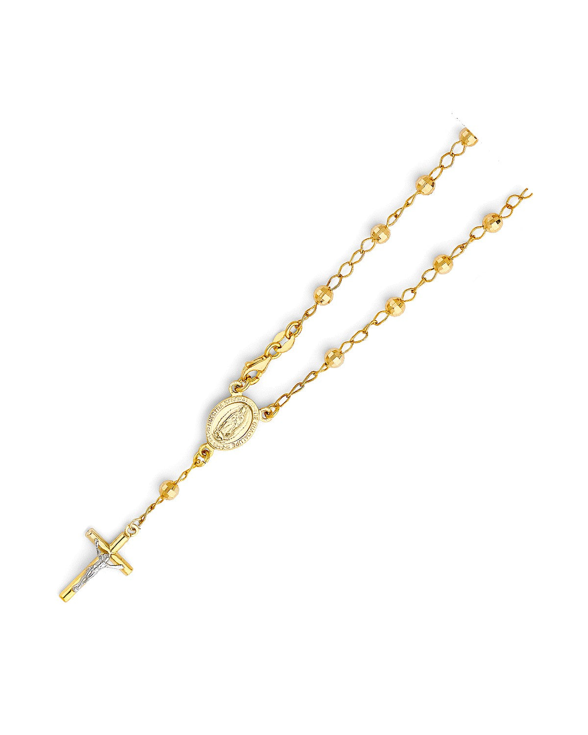 14K Yellow Gold 4mm Disco Ball Rosary Bracelet (AB-0543)