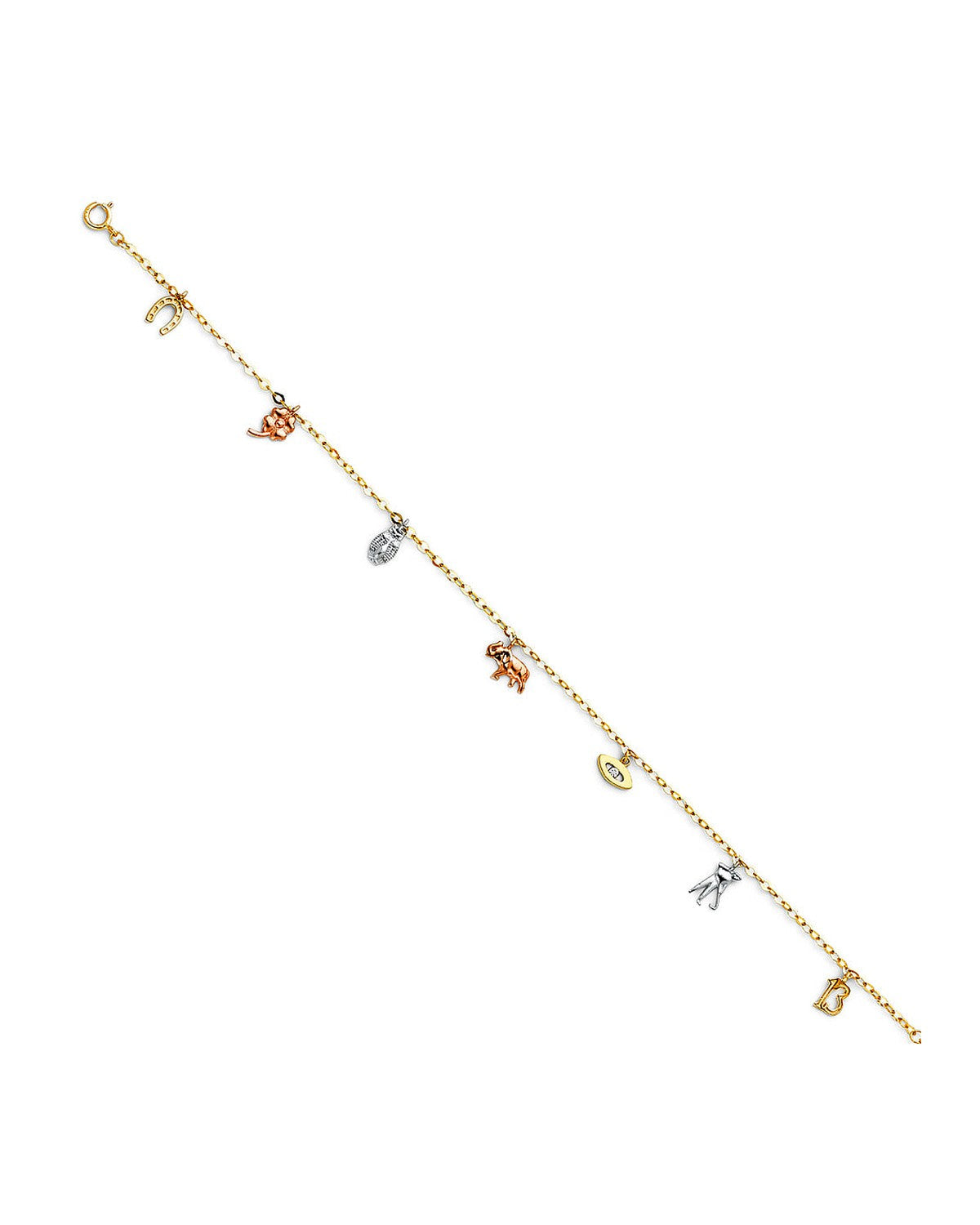 14K Tri-Color Gold Lucky Bracelet & Anklet