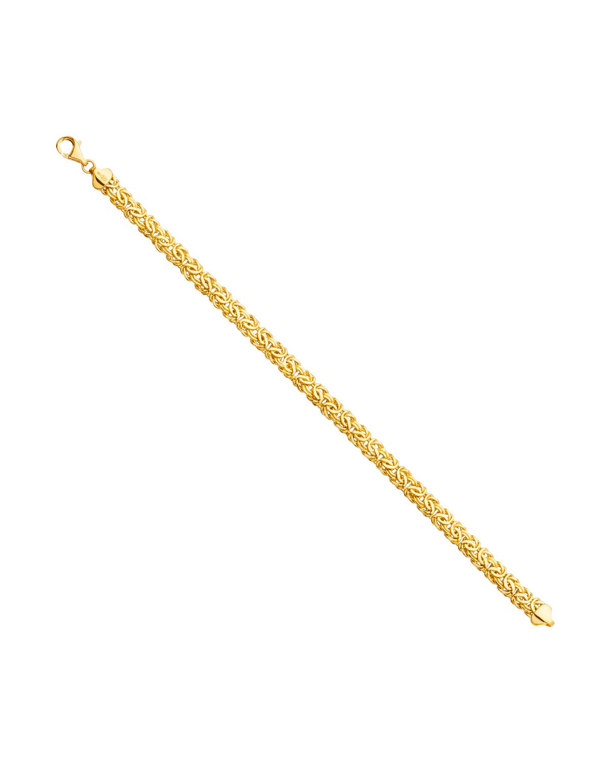 14K Yellow Gold Oval Hollow Byzantine Bracelet (AB-0589)