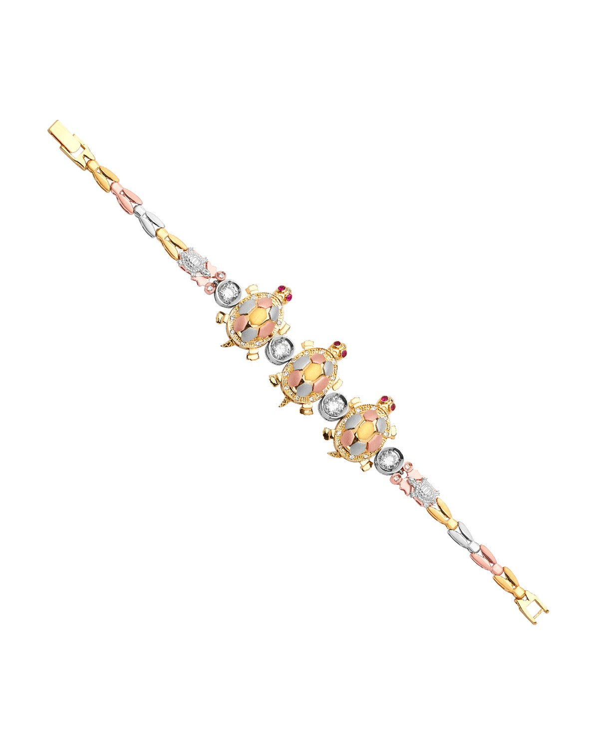 14K Tri-Color Gold 3C Turtle Bracelet (AB-0615)