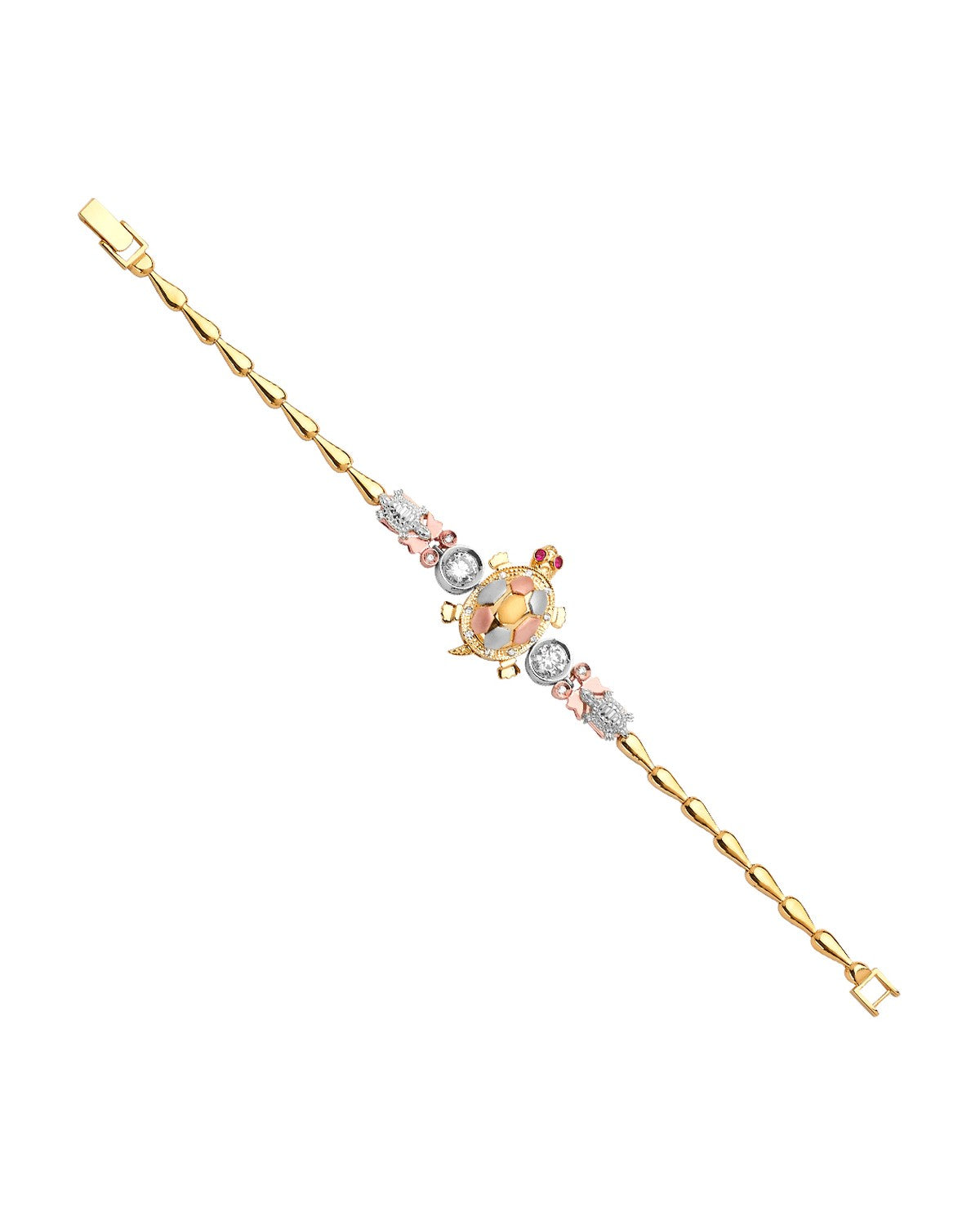14K Tri-Color Gold 3C Turtle Bracelet (AB-0616)