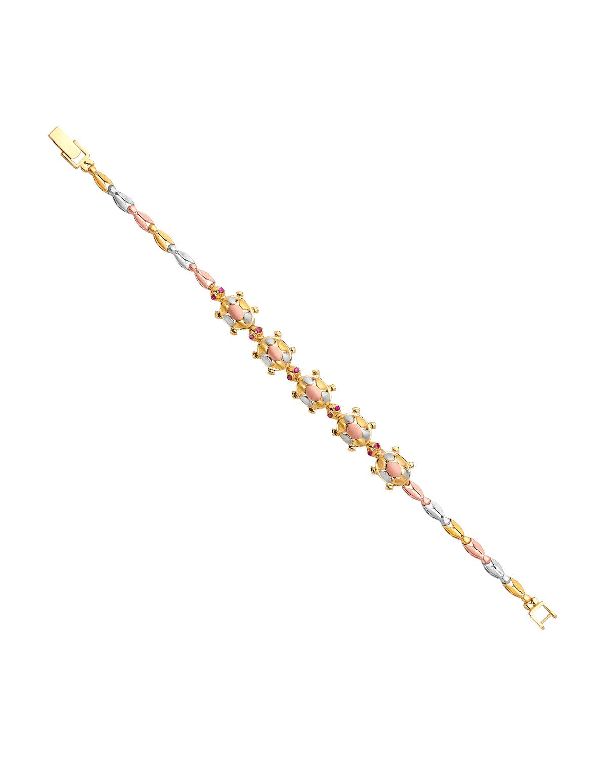 14K Tri-Color Gold 3C Turtle Bracelet (AB-0618)