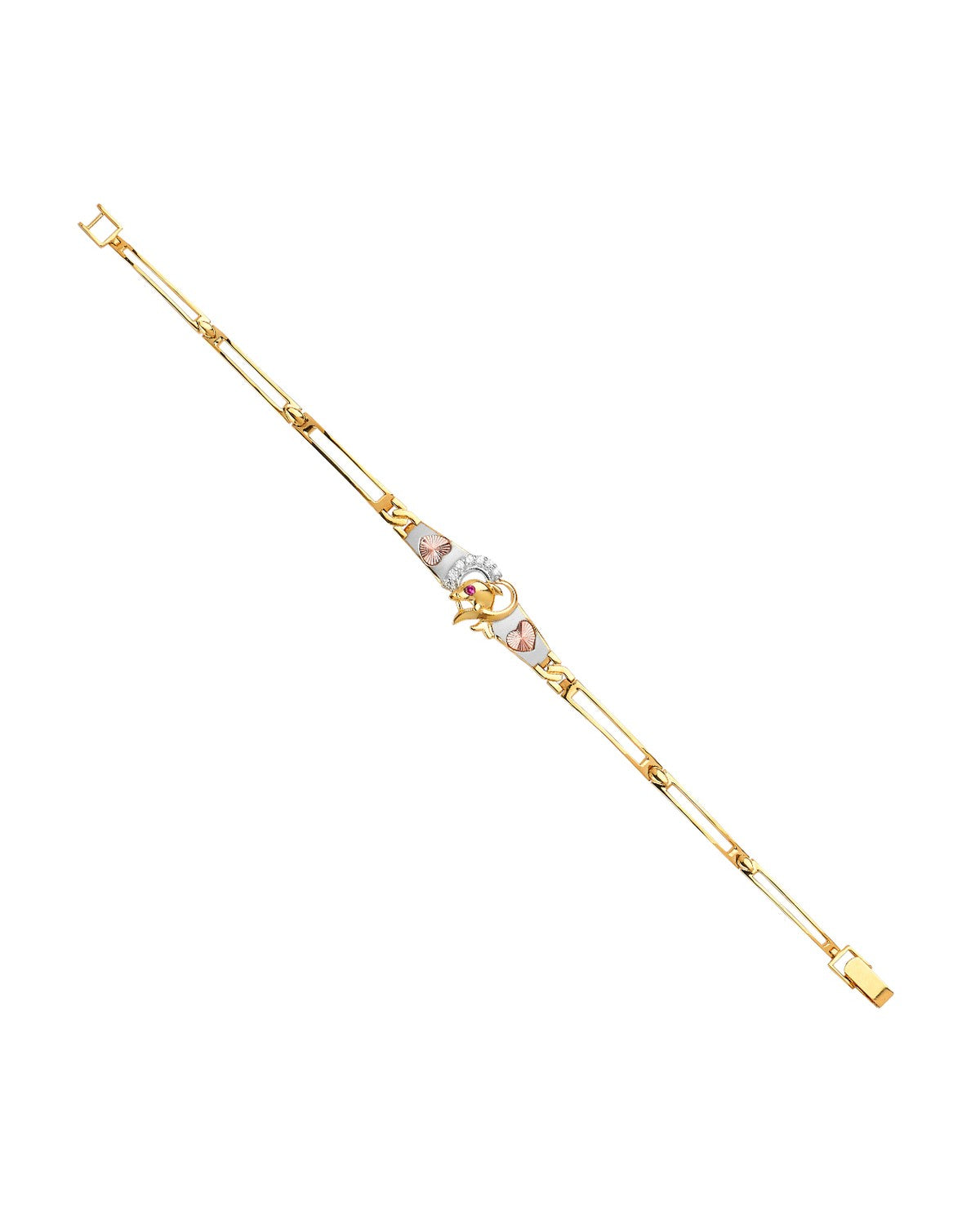 14K Tri-Color Gold 3C Dolphine Bracelet (AB-0621)