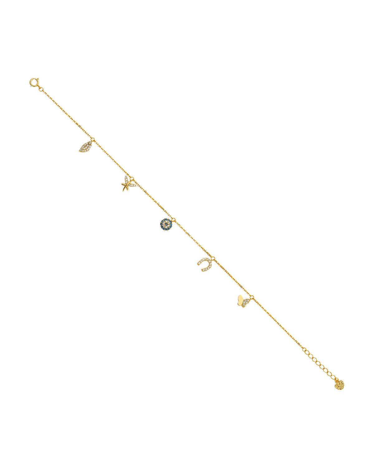 14K Yellow Gold Dangling CZ Light Bracelet (AB-0623)
