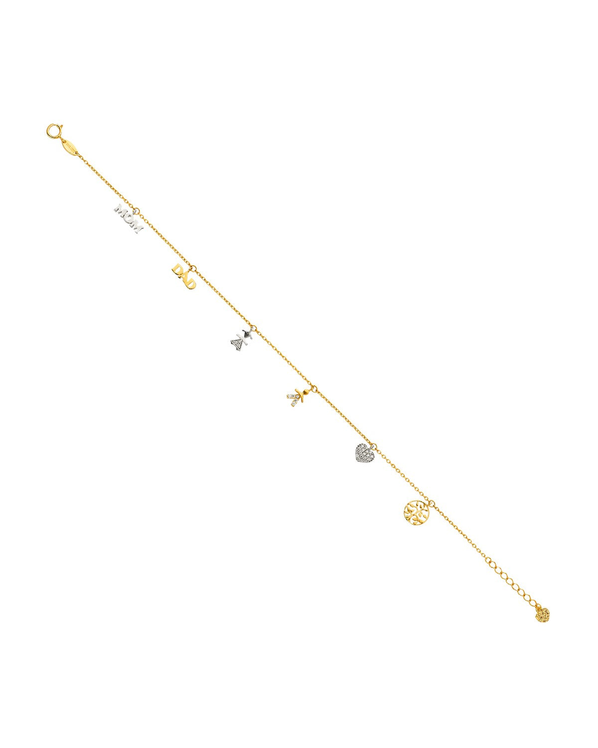 14K Two-Tone Gold 2T Dangling CZ Light Bracelet (AB-0625)
