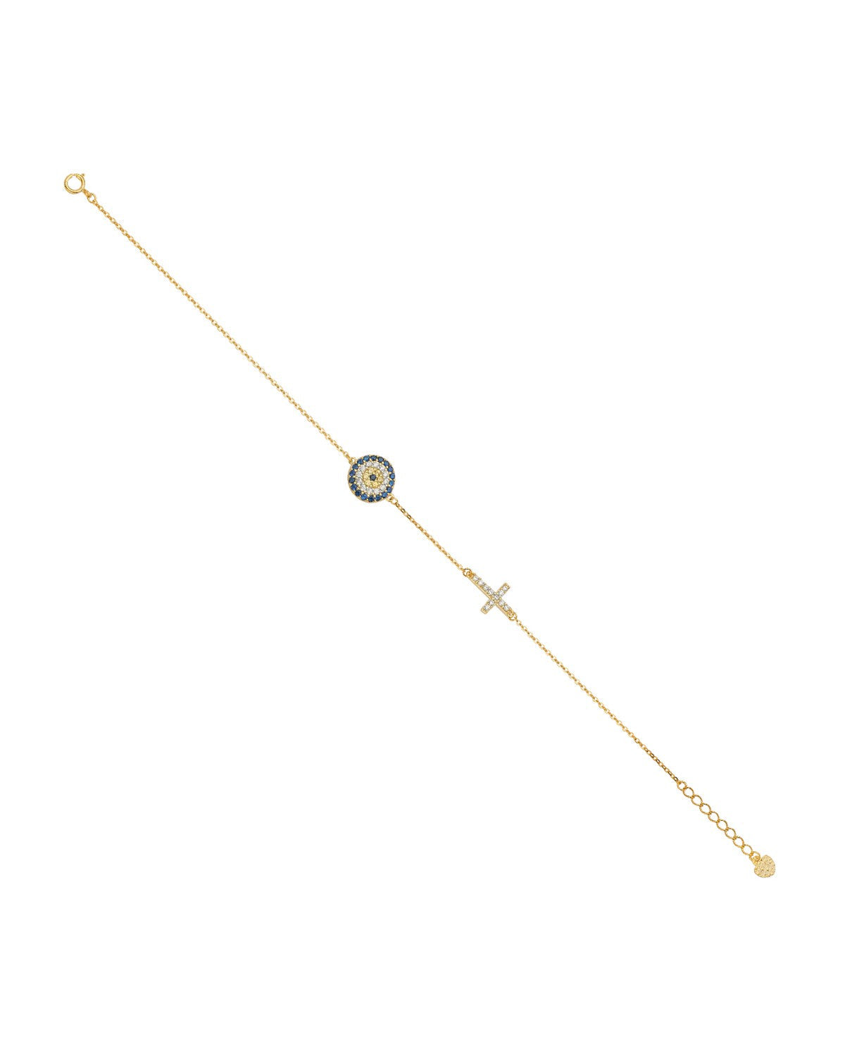 14K Yellow Gold CZ Evil Eye Bracelet (AB-0626)