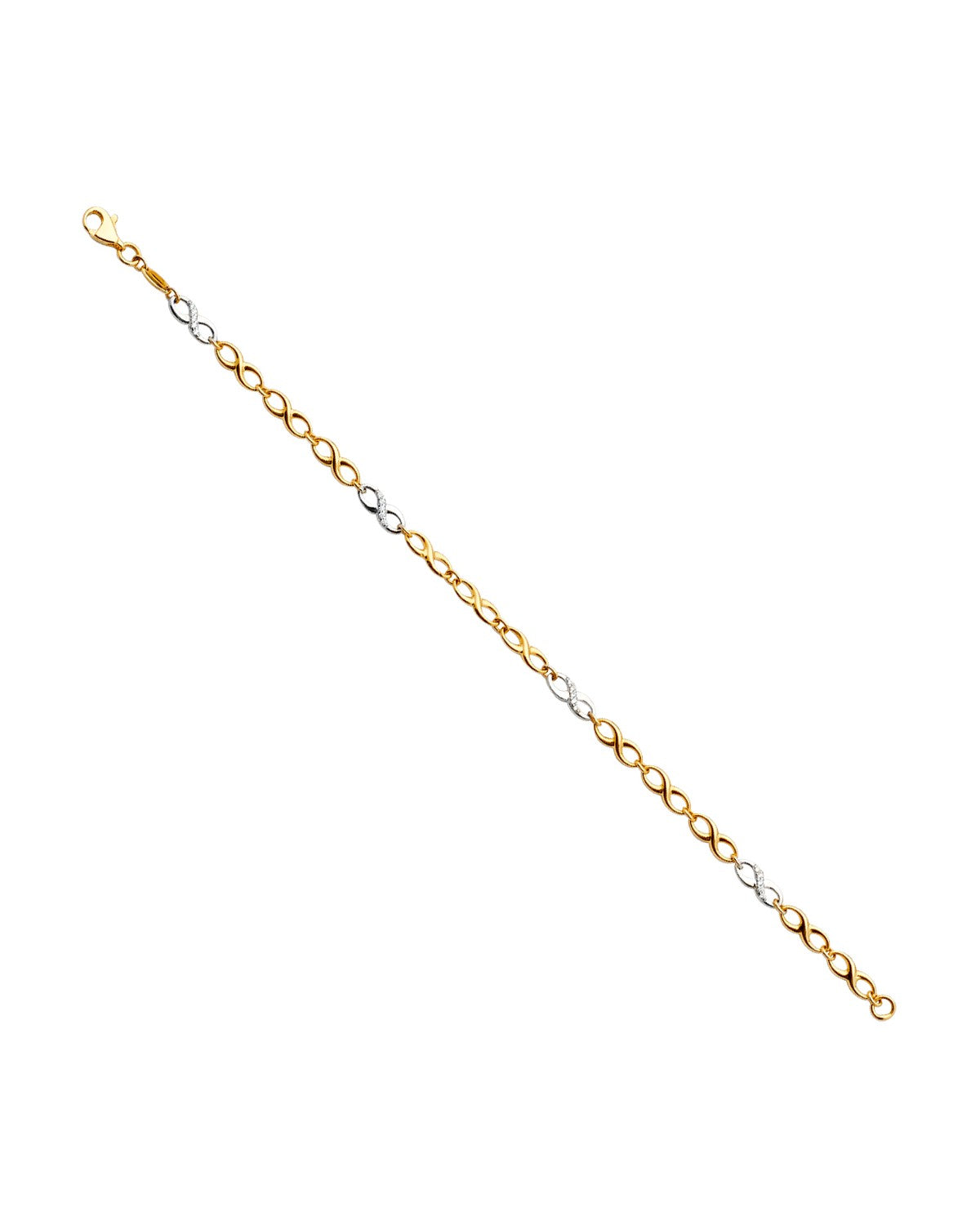 14K Two-Tone Gold 2T CZ Infiniti Bracelet (AB-0668)