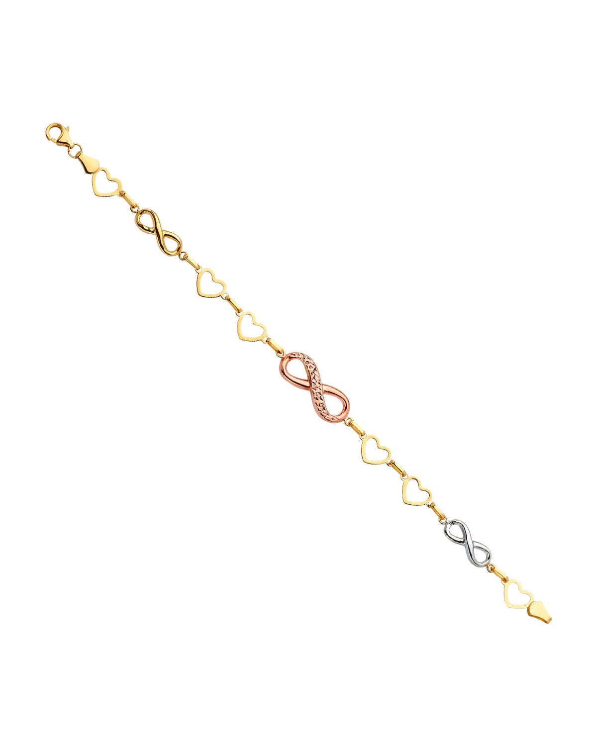 14K Tri-Color Gold 3C Fancy Bracelet (AB-0683)
