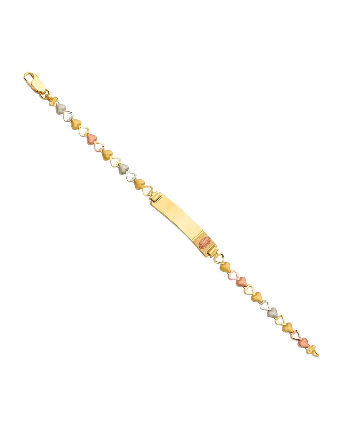 14K Tri-Color Gold Guadalupe Baby ID Bracelet (AB-0691)