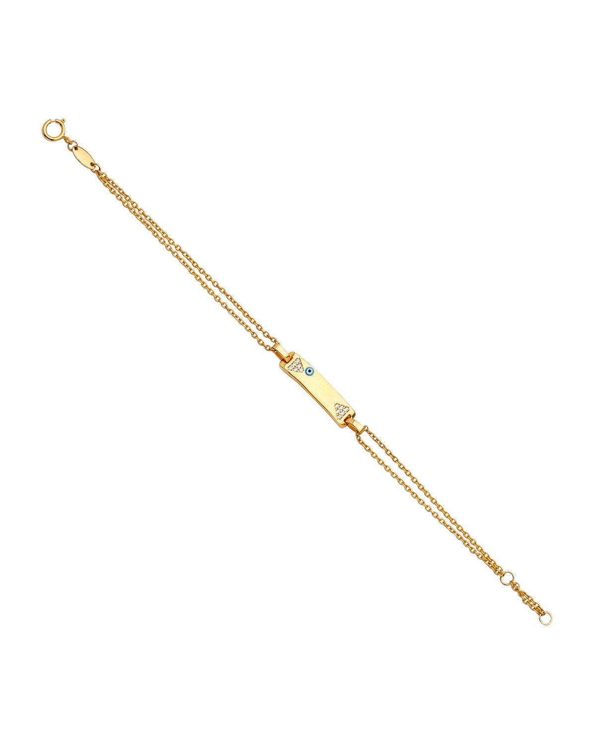 14K Yellow Gold Baby ID Bracelet with Evil Eye (AB-0697)