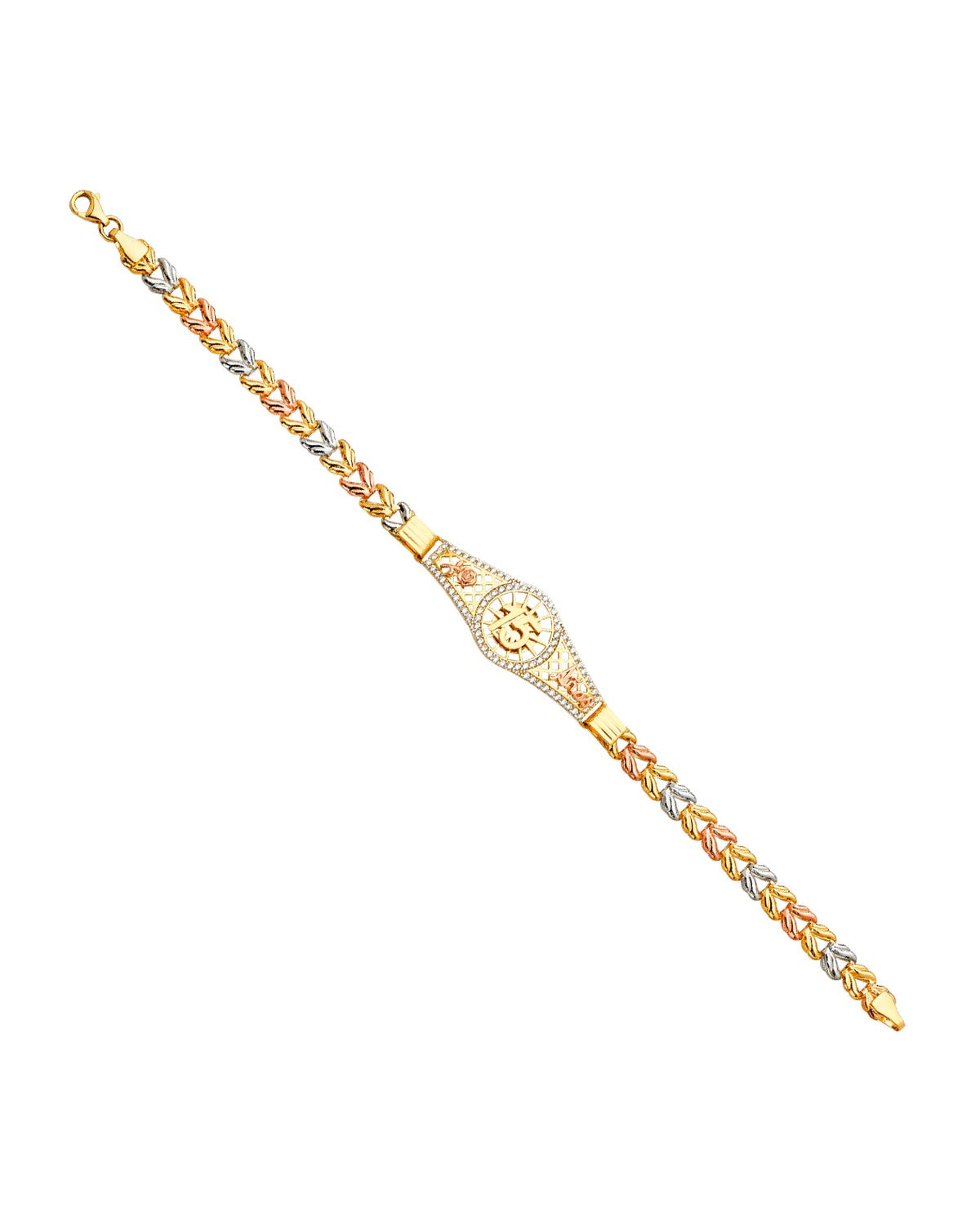 14K Tri-Color Gold 3C 15 Years ID Bracelet (AB-0710)