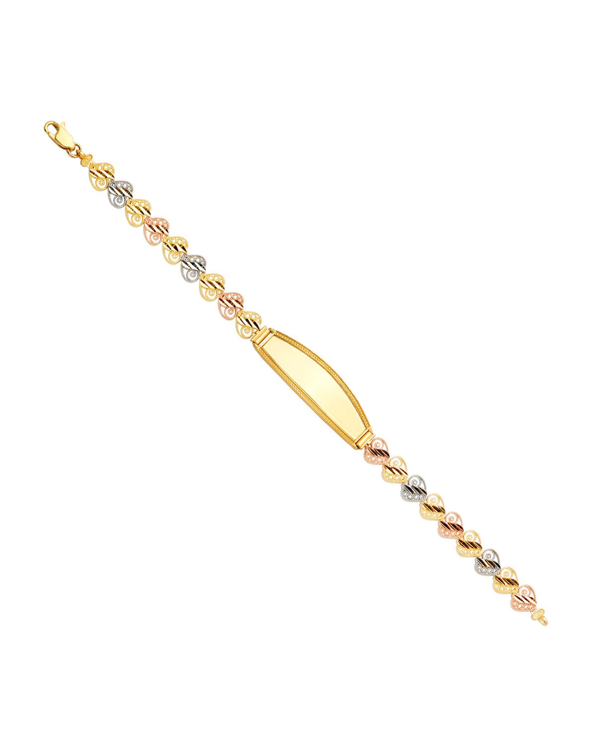 14K Tri-Color Gold 3C ID Bracelet (AB-0712)