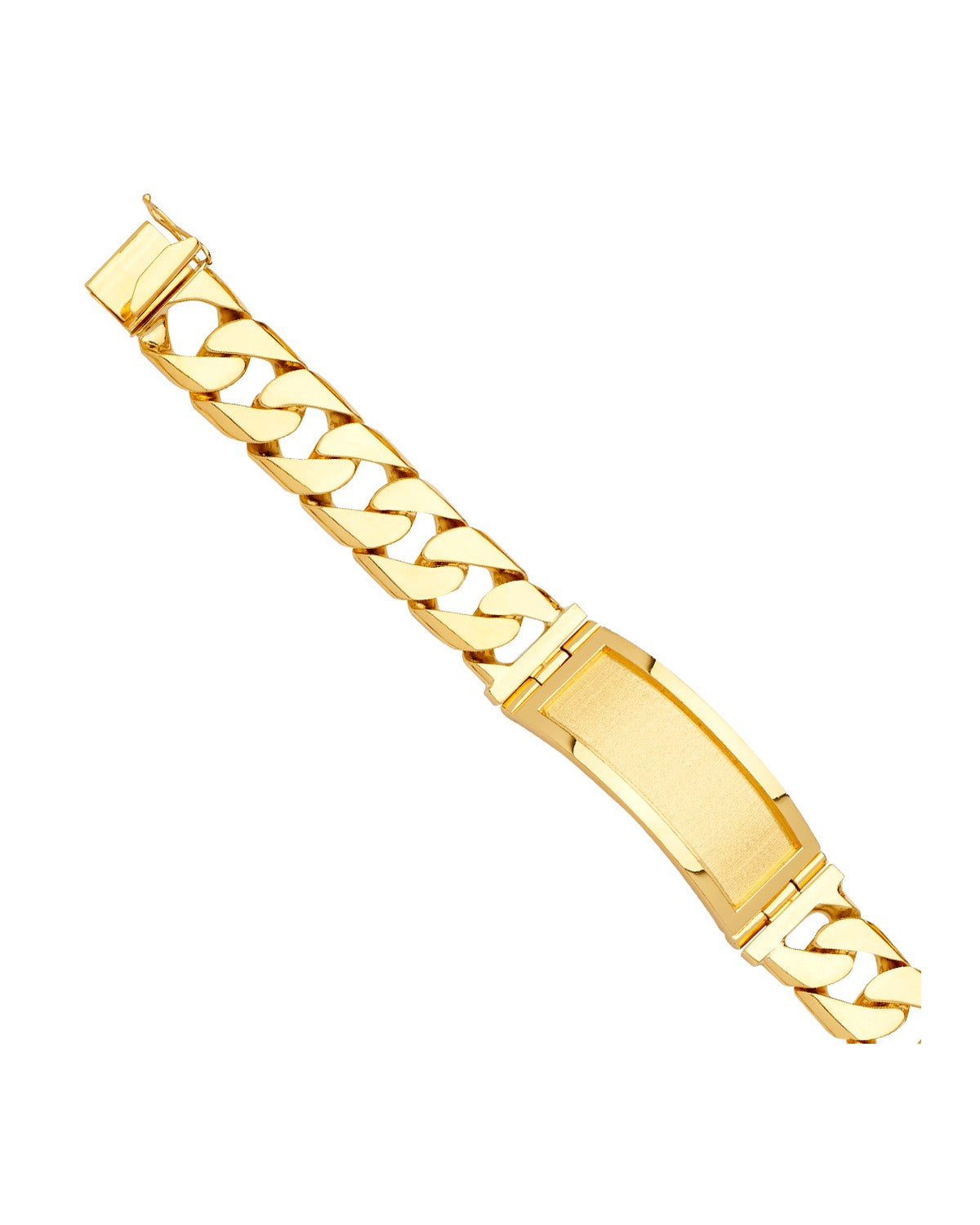 14K Yellow Gold Solid Link ID Bracelet (AB-0730)