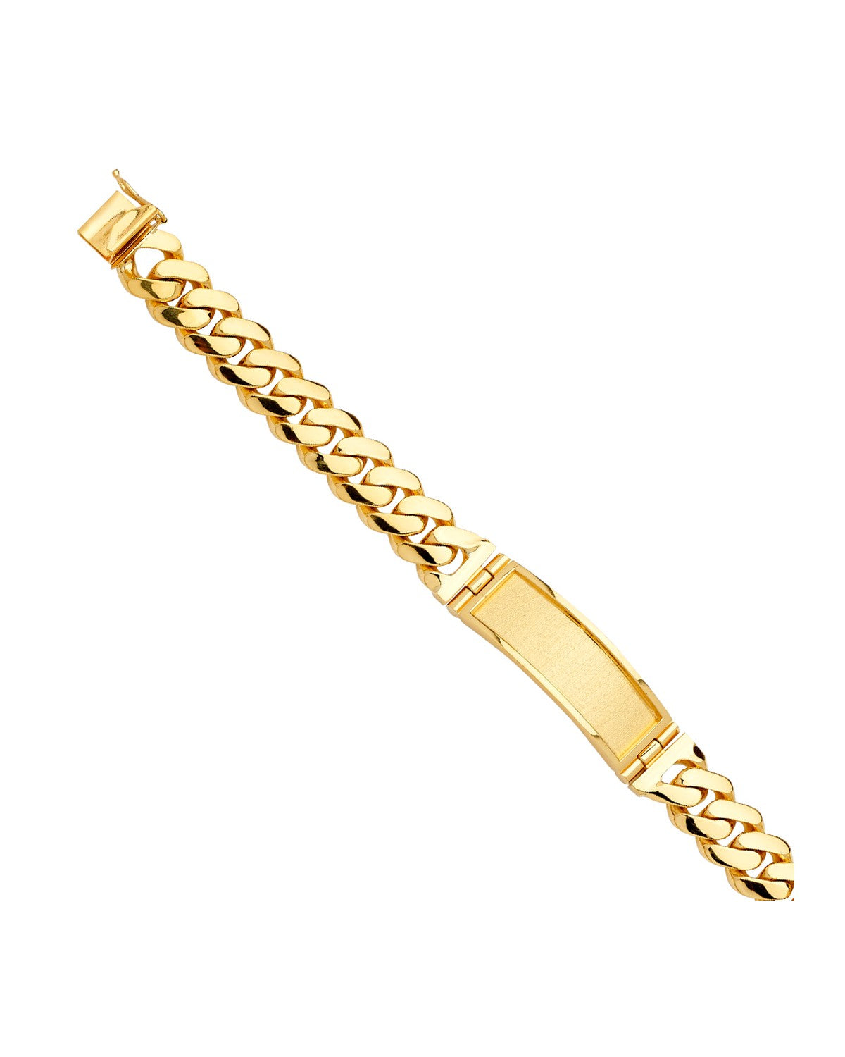 14K Yellow Gold Solid Link ID Bracelet (AB-0732)