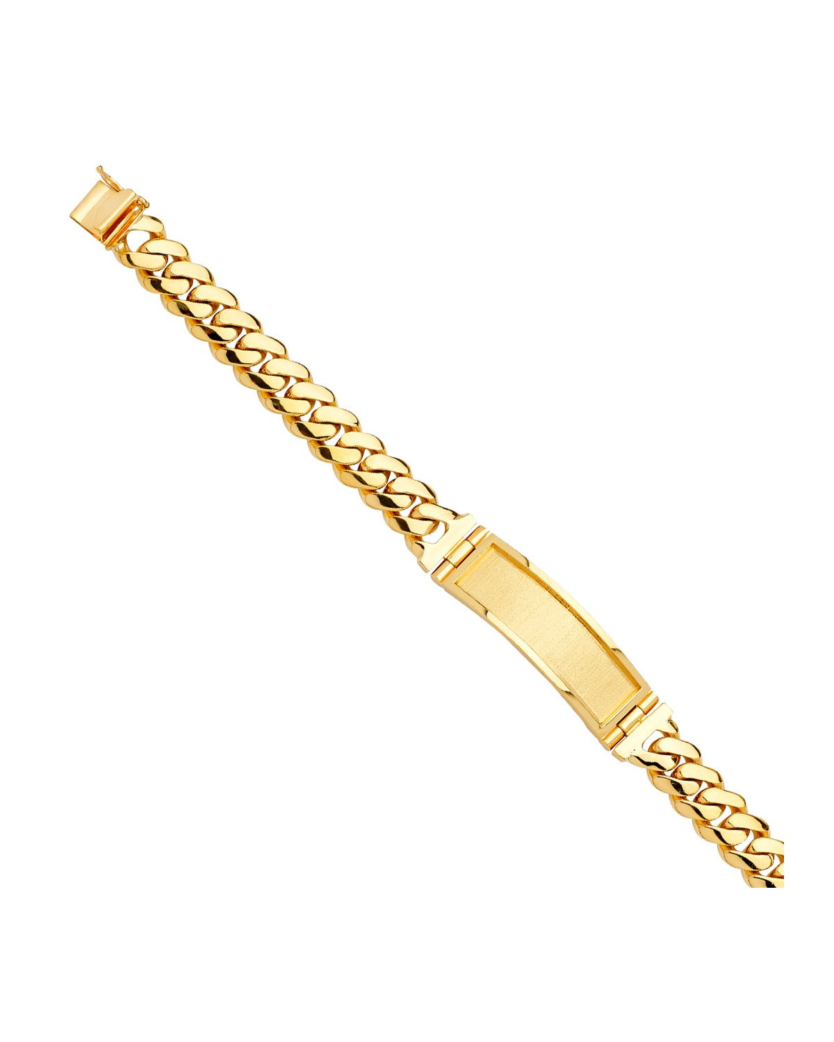 14K Yellow Gold Solid Link ID Bracelet (AB-0733)