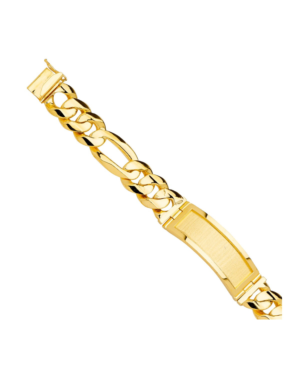 14K Yellow Gold Solid Link ID Bracelet (AB-0738)