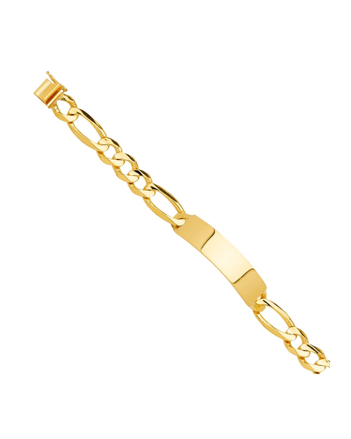 14K Yellow Gold Solid Link ID Bracelet (AB-0743)