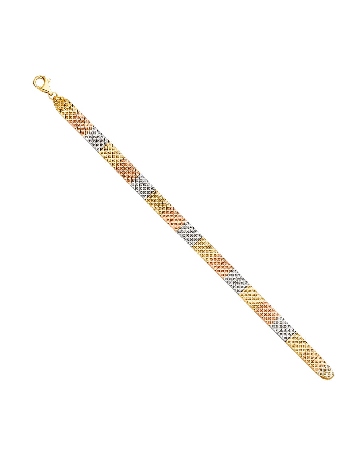 14K Tri-Color Gold 3C Crystal Cut Bracelet (AB-0749)
