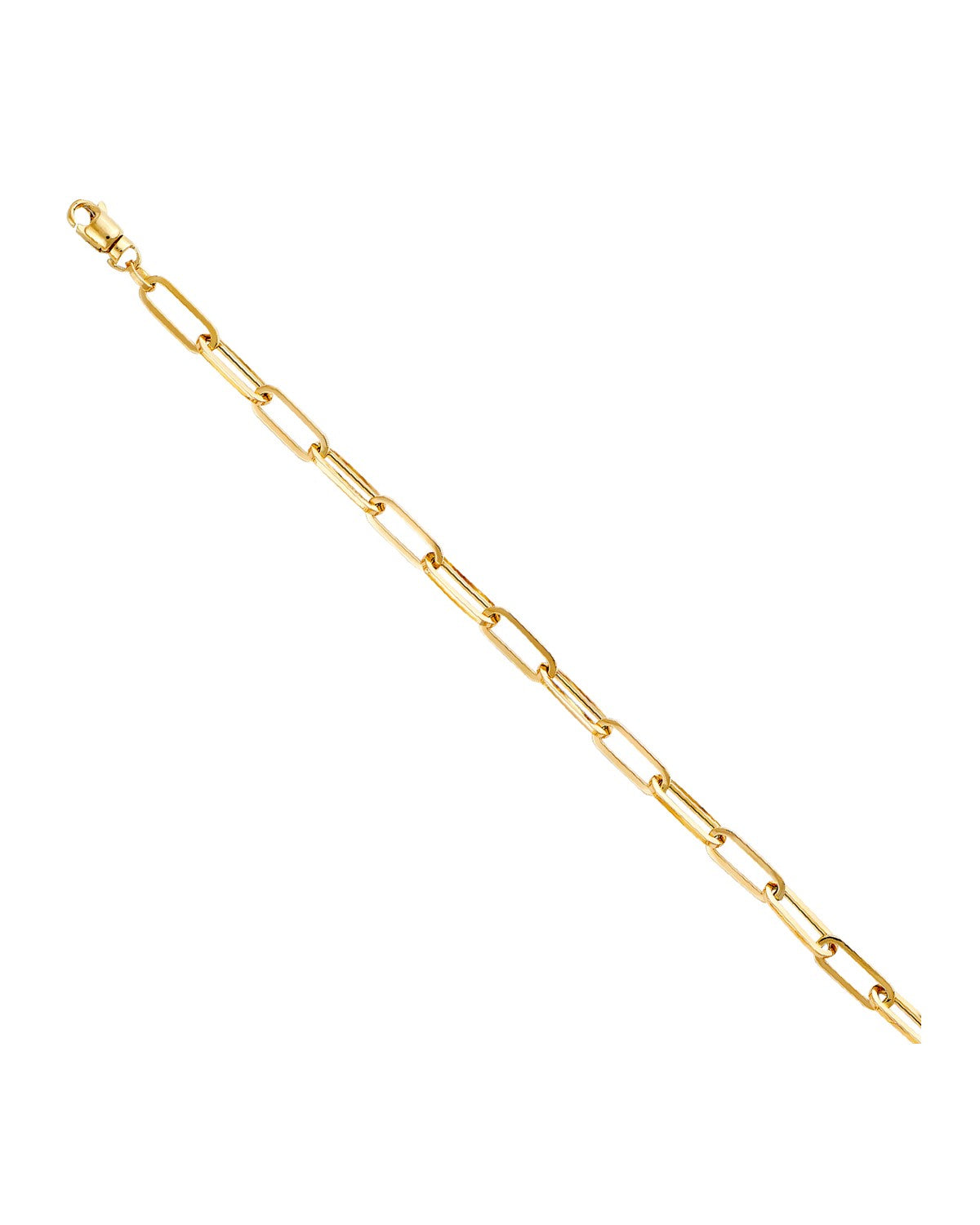 14K Yellow Gold 5.5mm Hollow Paperclip Bracelet (AB-0766)