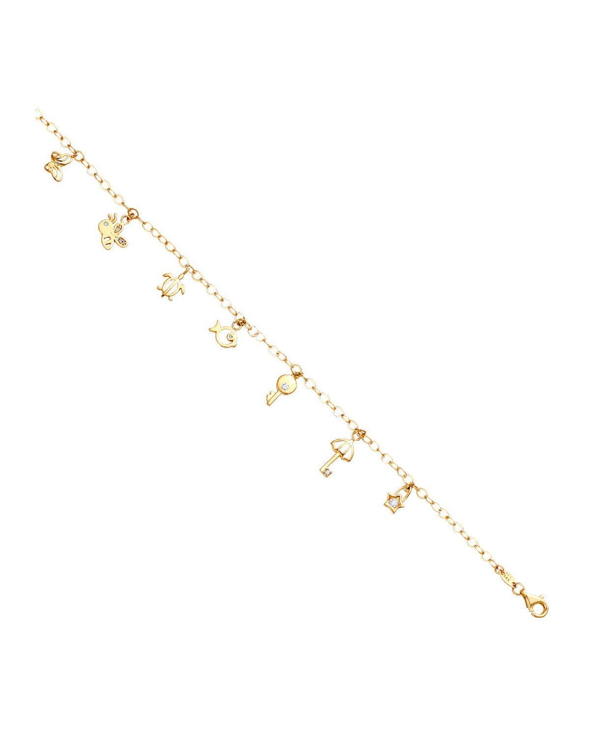 14K Yellow Gold Assorted Nature Hanging Bracelet & Anklet