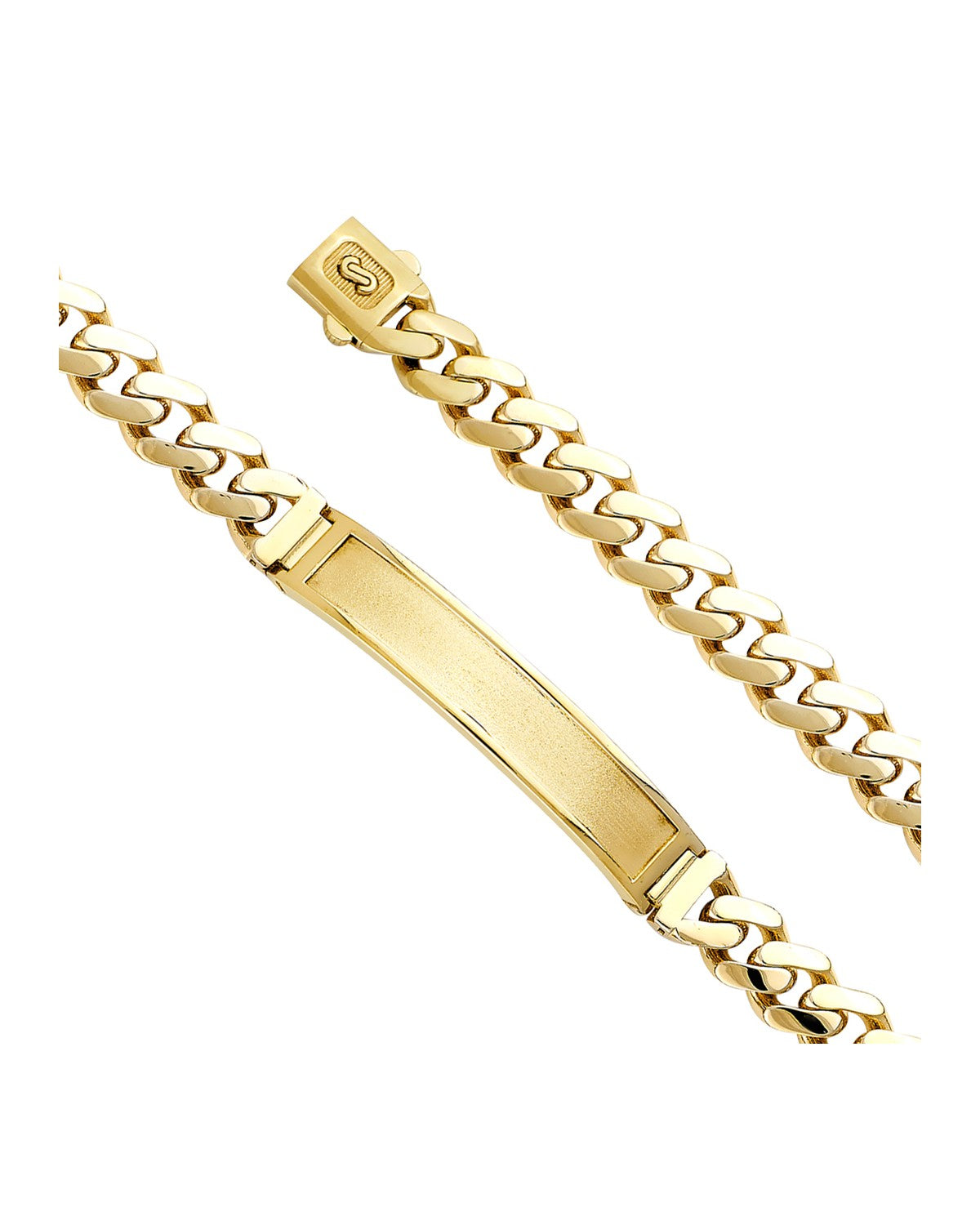 14K Yellow Gold 9.5mm Hol Cuban Monaco Bracelet with Frame ID (AB-0793)