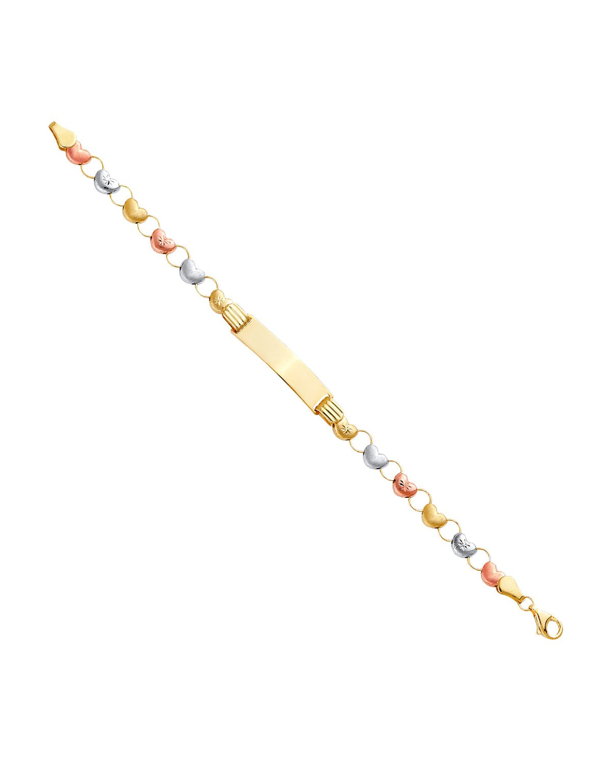 14K Tri-Color Gold 3C Stampato Bracelet with Plain ID for Junior (AB-0798)
