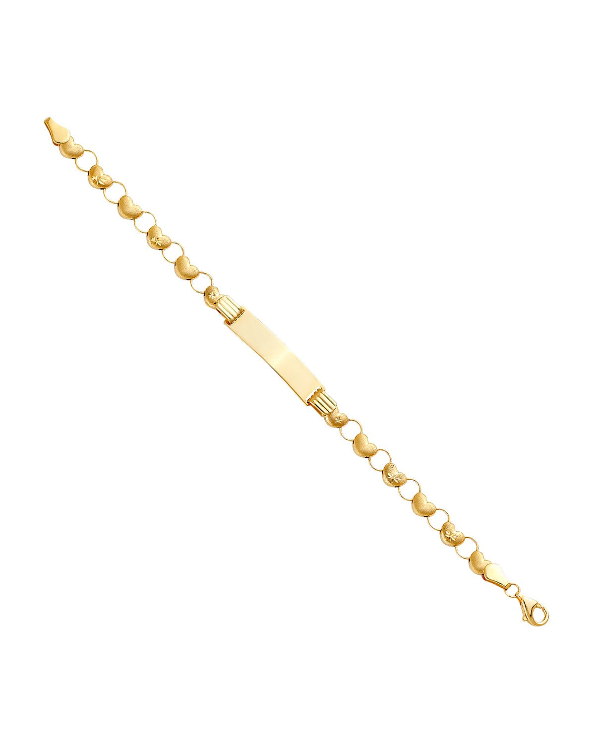 14K Yellow Gold Stampato Bracelet with Plain ID for Junior (AB-0799)