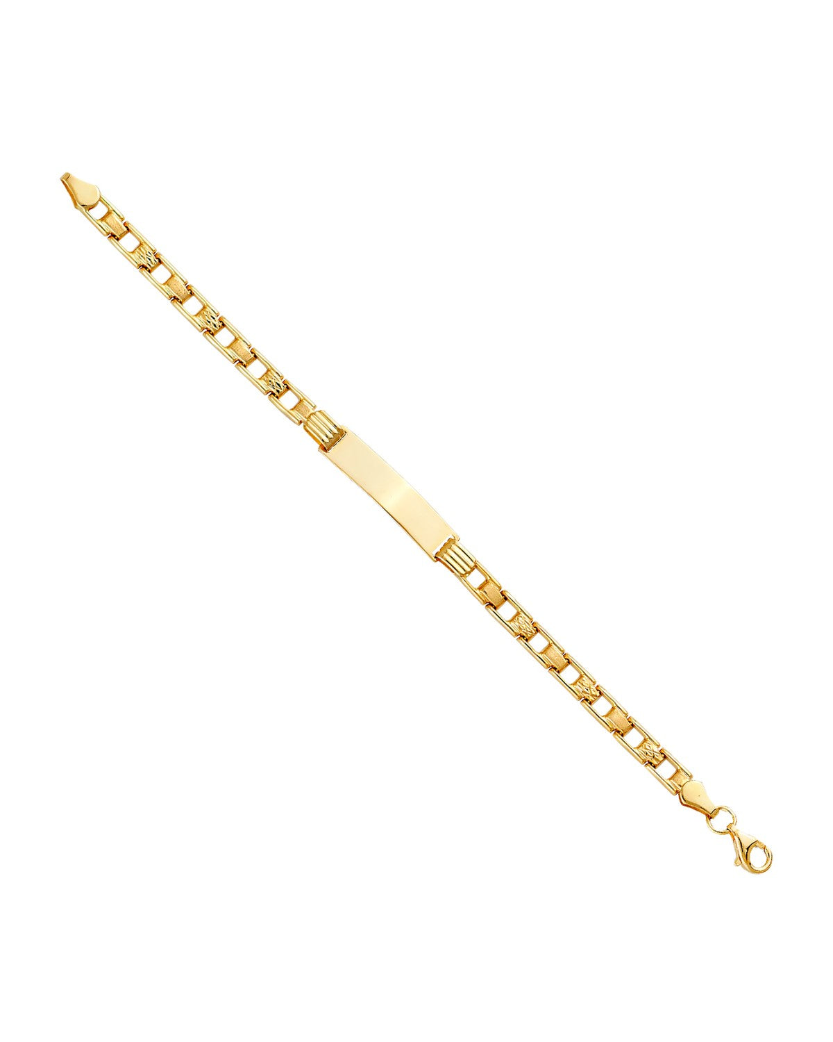 14K Yellow Gold Stampato Bracelet with Plain ID for Junior (AB-0802)