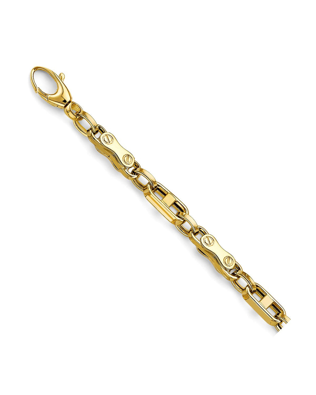 14K Yellow Gold Fancy Screw Link Men's Bracelet (AB-0806)