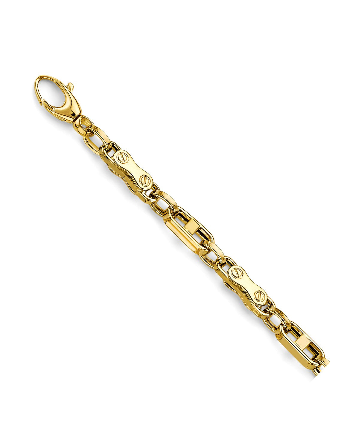 14K Yellow Gold Fancy Screw Link Men's Bracelet (AB-0806)