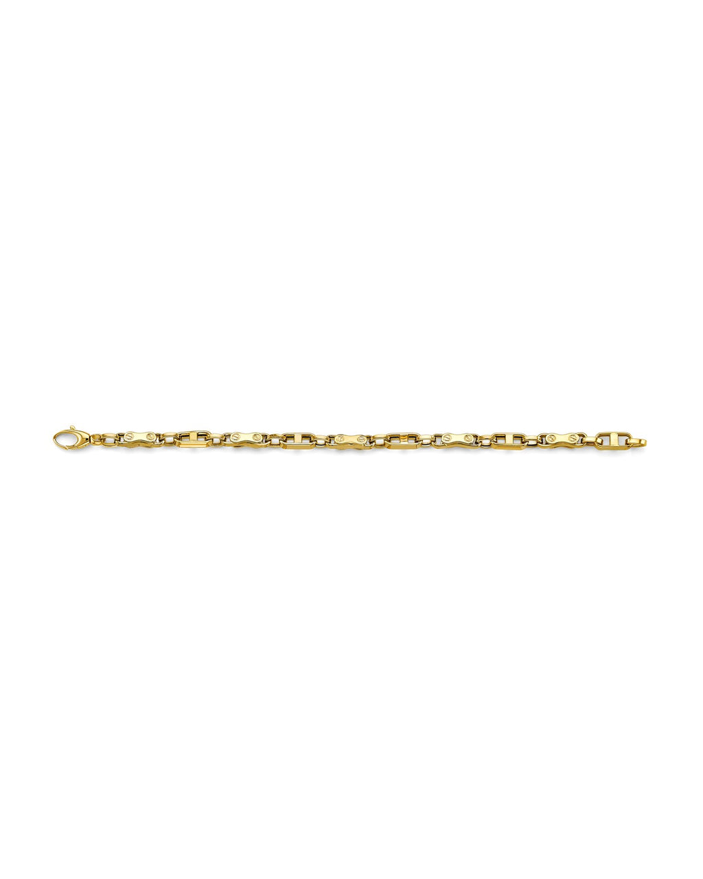 14K Yellow Gold Fancy Screw Link Men's Bracelet (AB-0806)