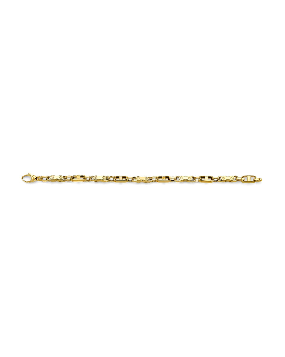 14K Yellow Gold Fancy Screw Link Men's Bracelet (AB-0806)