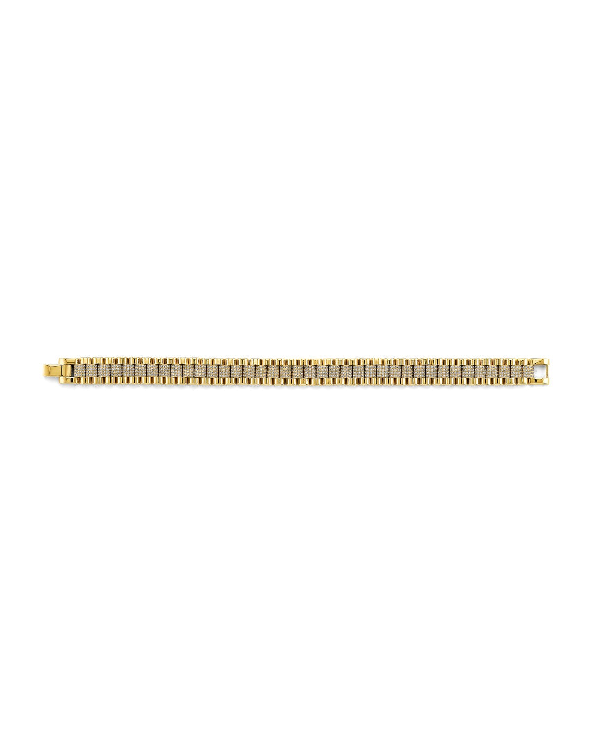 14K Yellow Gold Fancy Rolex Type CZ Bracelet (AB-0807)